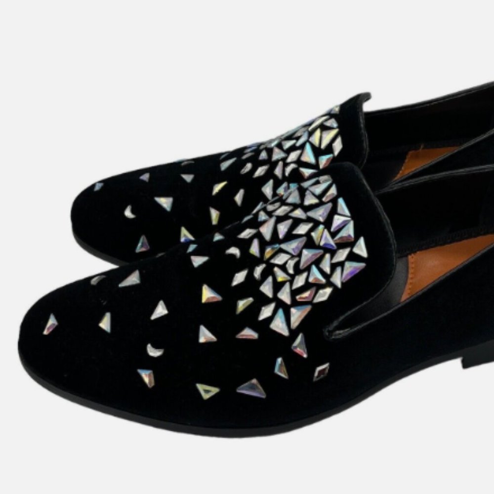 Tallia Orange Mens Tobio Fabric Round Toe Slip On Shoes, Black Velvet